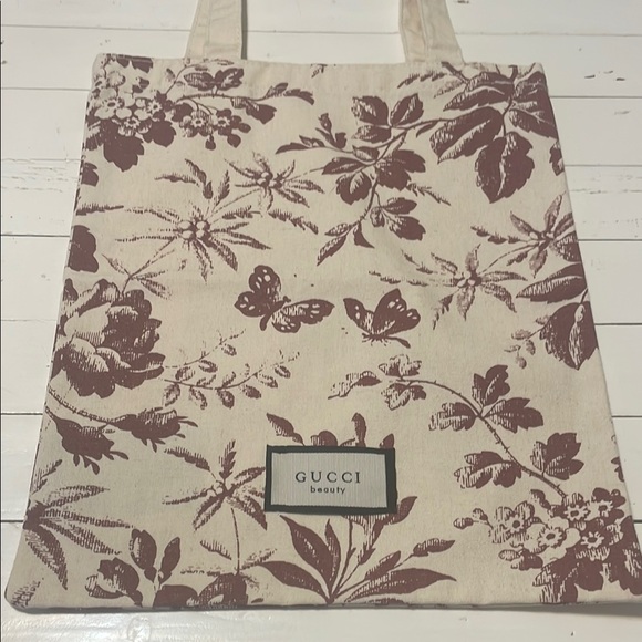 NWOT Gucci Beige Floral Tote Bag - Picture 2 of 6